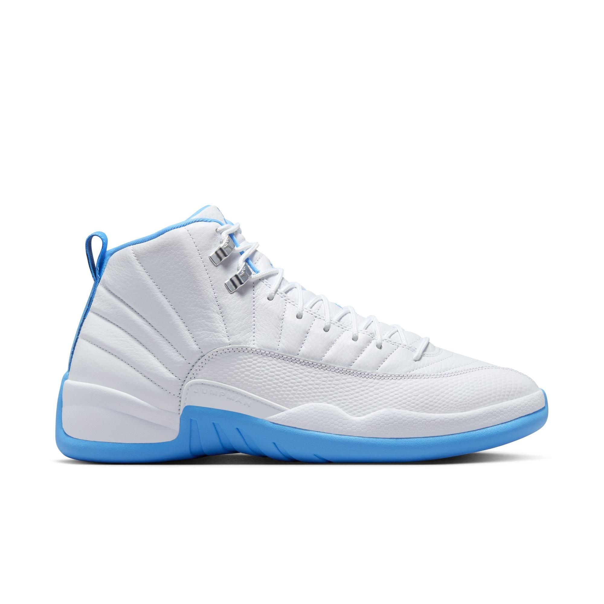 シューズ(男性用) Air Jordan 12 Retro WhiteUniversity Blue Jordan 12 Retro White/University Blue Men's Shoe | Hibbett